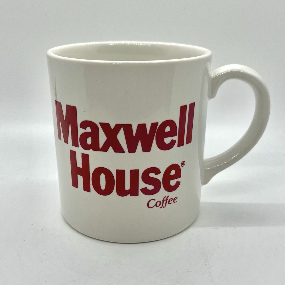 Vintage Maxwell House Ceramic Coffee Mug Red White Made in England 12 Ounces